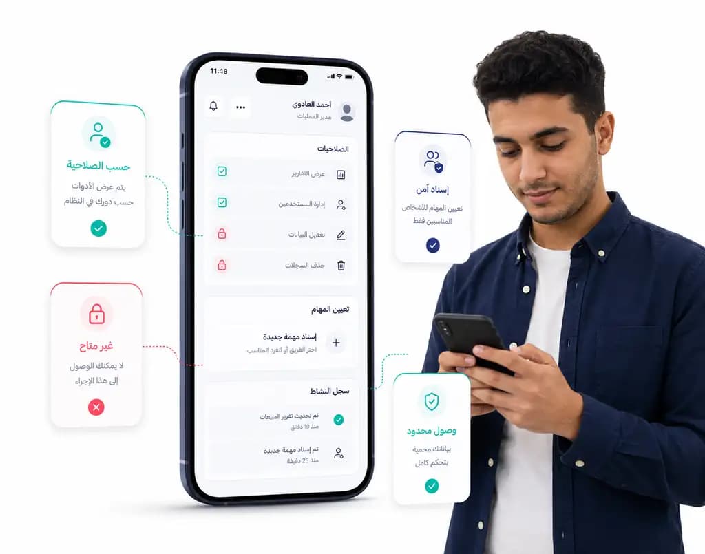 Taly mobile app showing conversations and customer work: Permissions